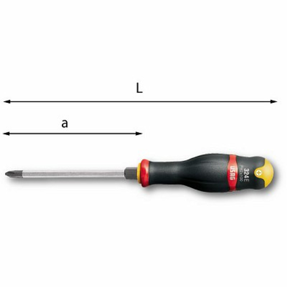 324 EPH Отвертка для винтов Phillips ® 2х125, USAG (Италия)