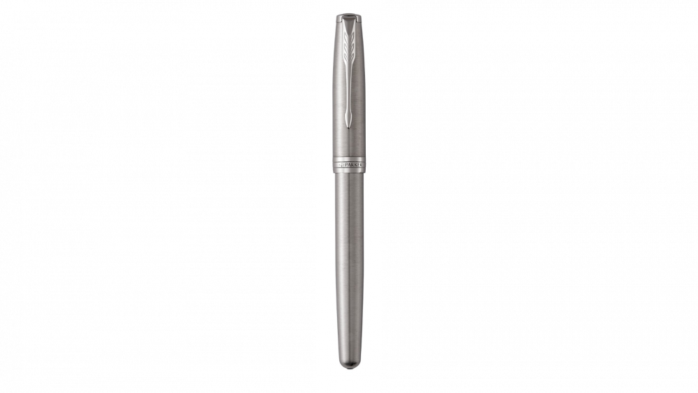 Ручка роллер Parker Sonnet Stainless Steel CT 1931511, стержень: F, цвет чернил: black, в подарочной упаковке