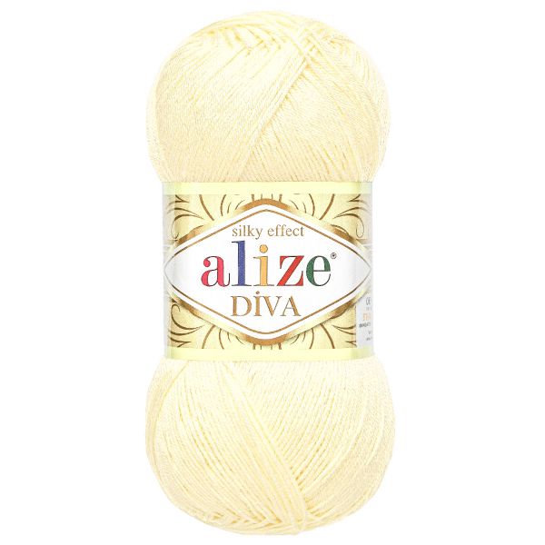 Пряжа Alize (Ализе) Diva / уп.5 мот. по 100 г, 350м, 001 кремовый A
