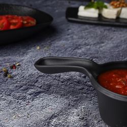 Соусник 100 мл d 7 см h5 см круглый с ручкой фарфор Smooth Black Raw Stellar P.L. Proff Cuisine [6]