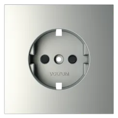 Накладка для розетки с заземлением и защитными шторками Voltum S70 Сталь VLS000705