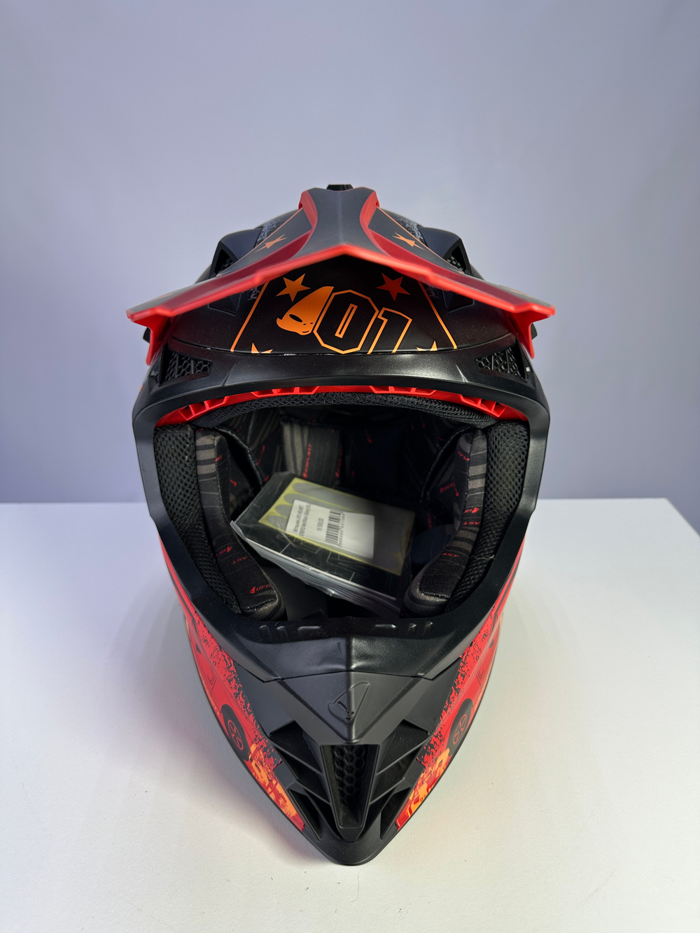 Мотошлем UFO HELMET INTREPID Black/Red/Orange