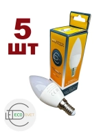 Светодиодная Led лампа С37 Е14 6W нейтр 5шт
