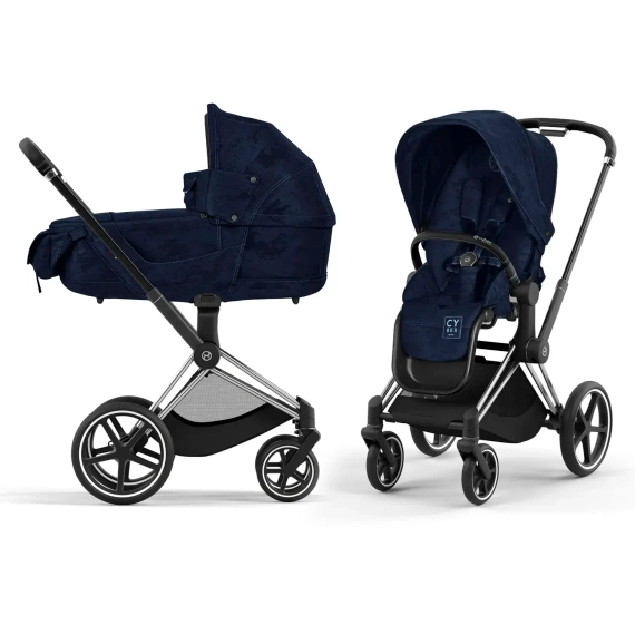 Детская коляска Cybex Priam IV 2 в 1 Rebellious Luxury Denim Blue шасси Chrome Black