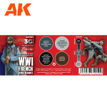 Набор красок AK Interactive WWI French Uniform Colors Set 3G, 4 краски