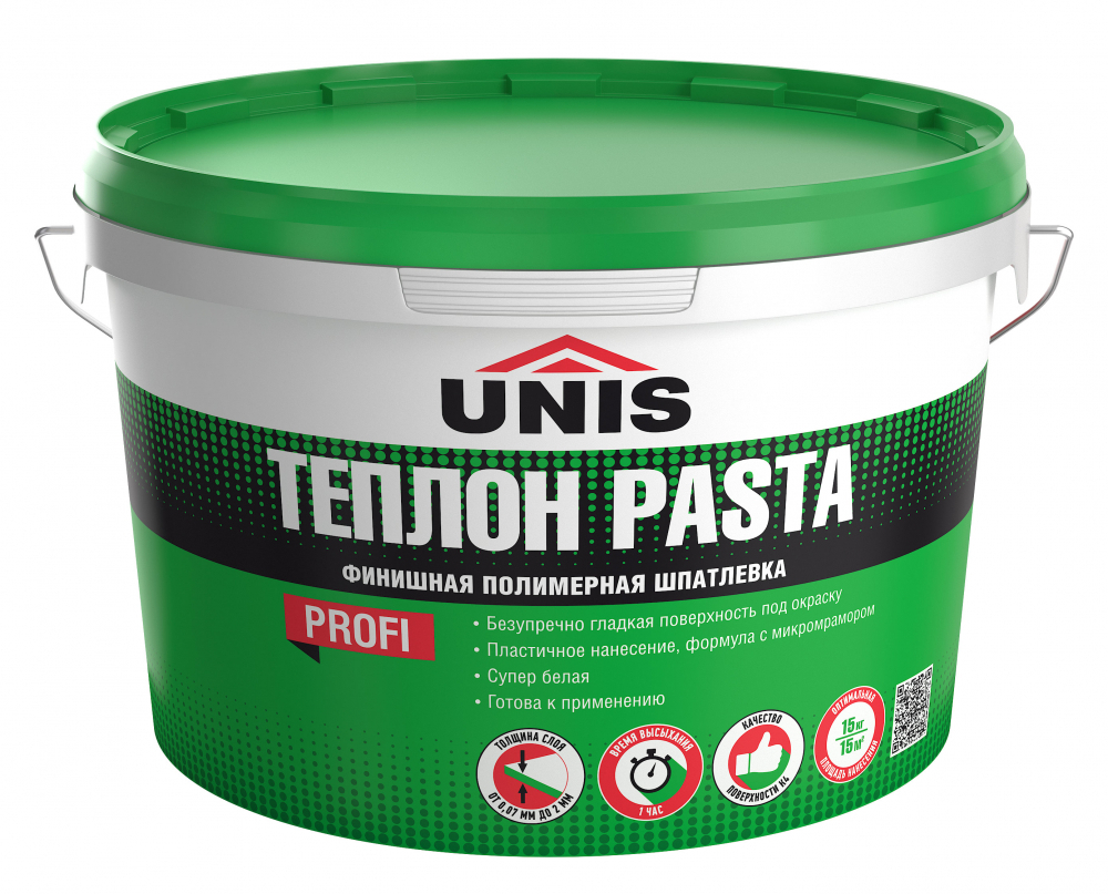 Шпатлевка UNIS ТЕПЛОН PASTA полимерная готовая к применению 15 кг (48шт/пал)