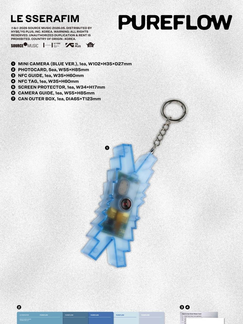 Альбом LE SSERAFIM - PUREFLOW PT.1 2nd Studio Album MINI CAMERA BLUE Version