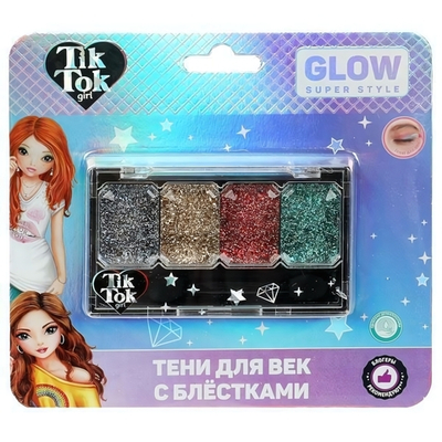 Тени д/век 4цв. 8г. с блестками YS98047-TTG (Tik Tok girl)
