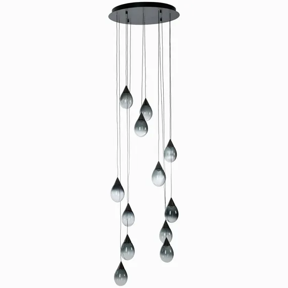 Подвесной светильник Rain Ø51,5 см, дымчатый, чёрный глянец