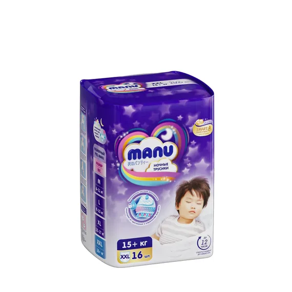 Трусики MANU ночные XXL (15-20 кг) 16 шт.