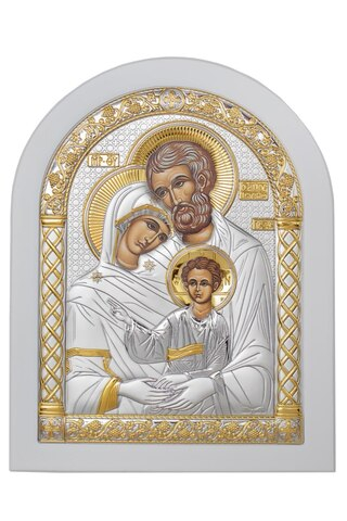 Св. Семейство, икона арочная, белое дерево 175х225