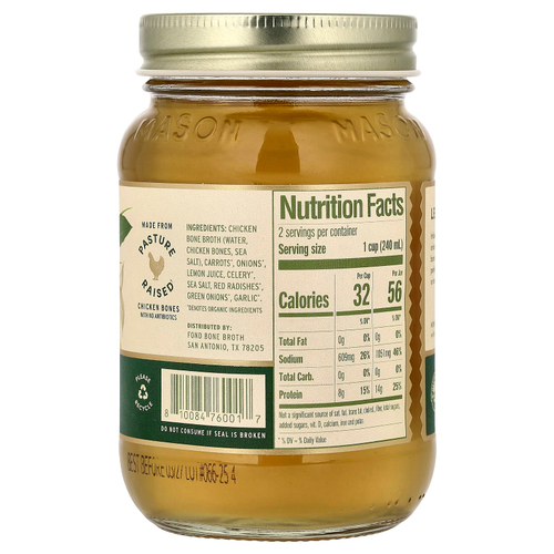 FOND Bone Broth, бульон из куриных костей, лимон и чеснок, 414 мл (14 жидк. унций)