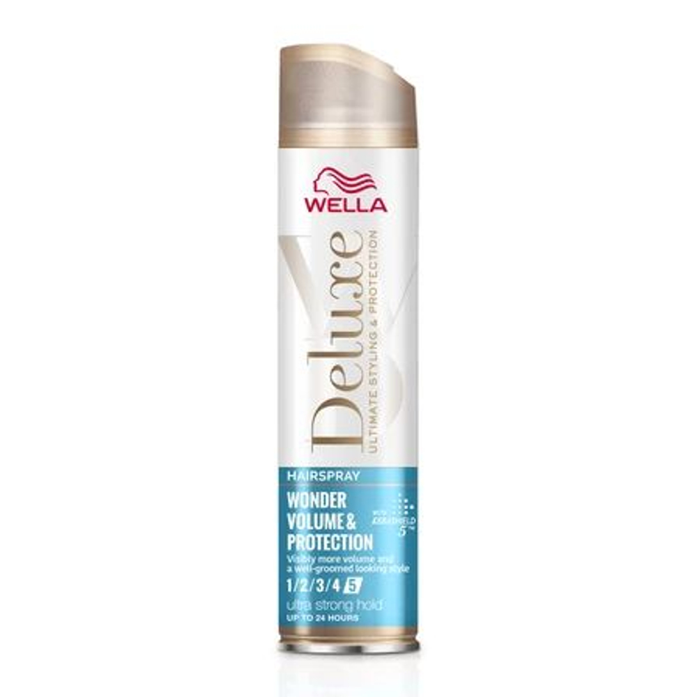 Лак для волос Deluxe Wonder Volume & Protection ультра сильной фиксации 5, с маслом жожоба и пантенолом, 250 мл (Франция)
