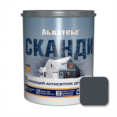 Антисептик АКВАТЕКС кроющий Графит СКАНДИ 0,75л