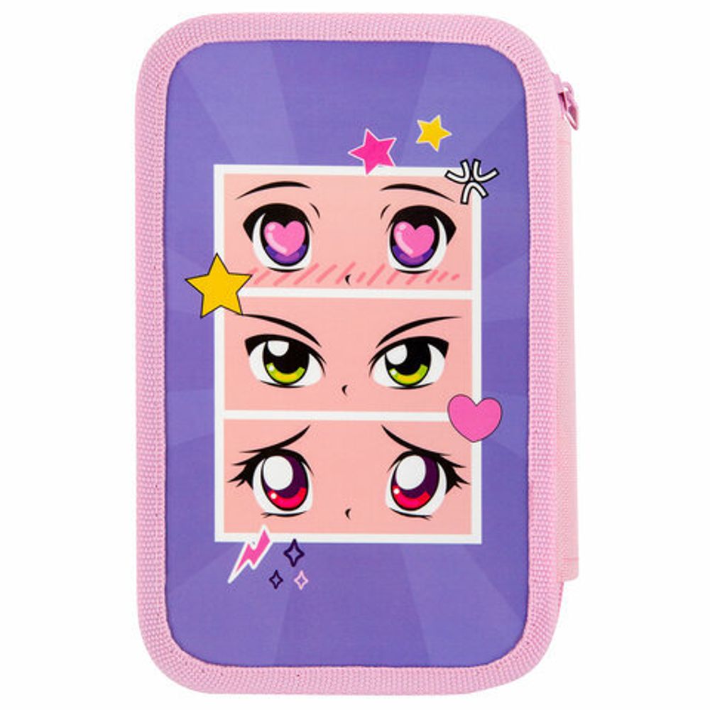 Пенал ПИФАГОР, 3 отделения, ламинированный картон, 19х11 см, "Anime eyes", 272251