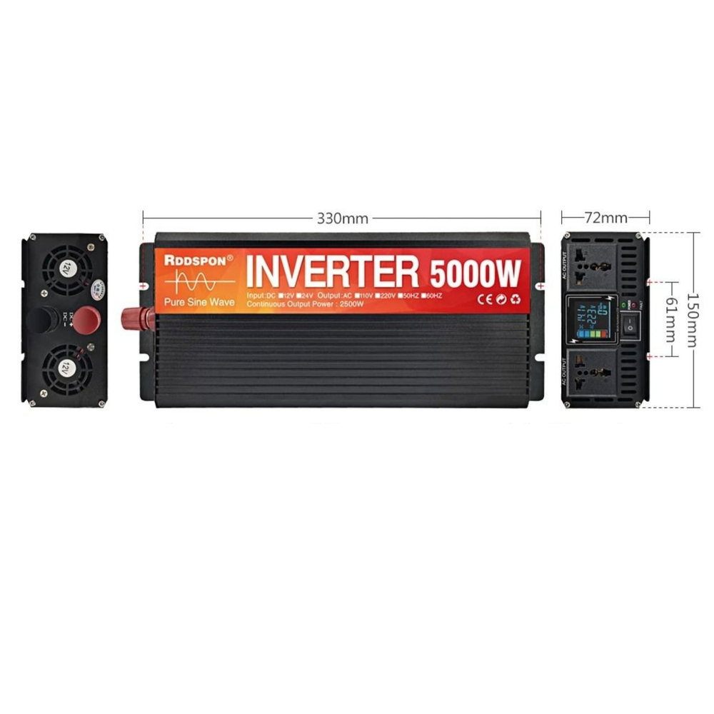 Инвертор 24V-220V 5000W черный RDDSPON