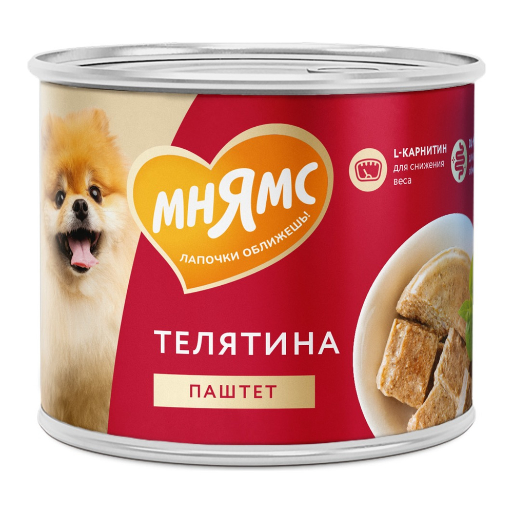 Мнямс Влажный корм Паштет из телятины для собак всех пород «ФИТНЕС» 200 г