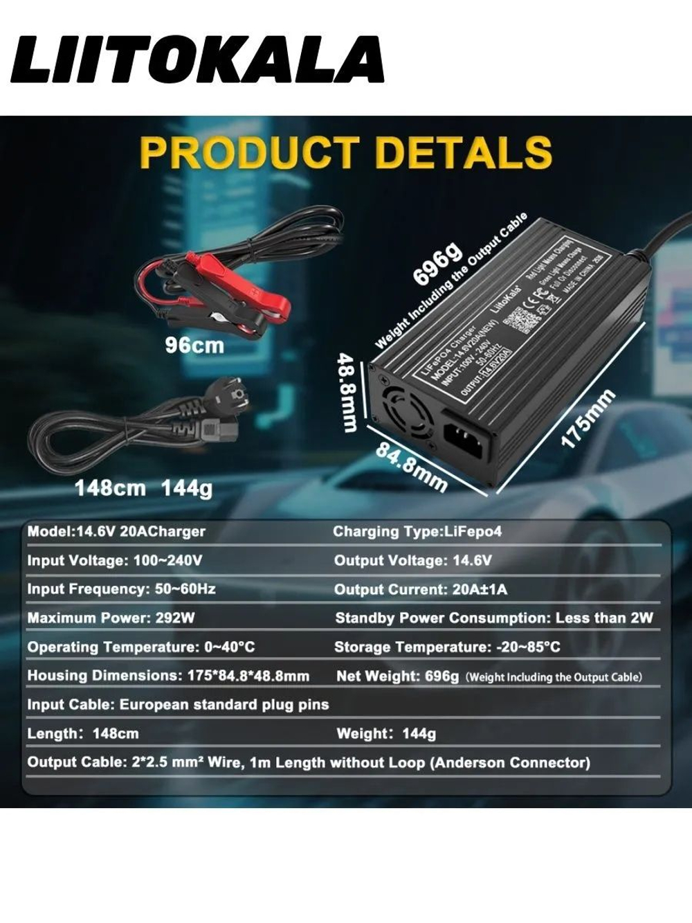 Зарядное устройство для аккумуляторов LiitoKala 20А Lifepo4 4S20A 14.6v