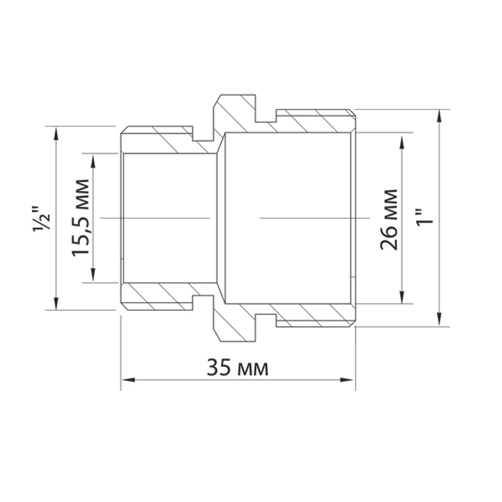 Ниппель переходной 1'' - 1/2'' нар/нар VRT® никель
