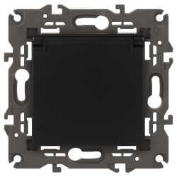 Розетка ЭРА Elegance 14-2103-05 с заземлением 2P+E Schuko со шторками с крышкой 16A-250В IP20 антрацит | Эра Elegance
