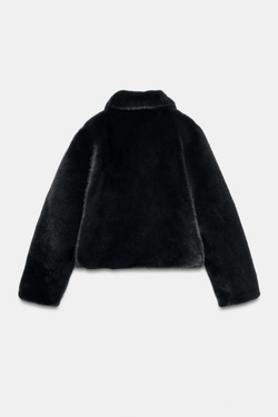 ZARA КОРОТКАЯ ШУБА ИЗ ИСКУССТВЕННОГО МЕХА, СЕРЫЙ