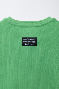ZARA ЖИЛЕТ С РЕЛЬЕФНОЙ НАДПИСЬЮ, ЗЕЛЕНЫЙ
