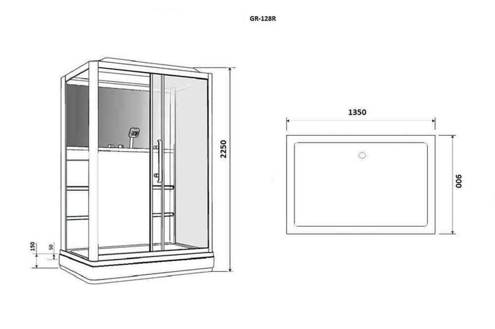 Душевая кабина Grossman Alba GR128R (90x135x225) дверь раздвижная,3 места