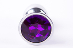 Анальная пробка металлическая серебристая с фиолетовым кристаллом Onjoy Metal Plug Silver Small (Цвет: серебряный с фиолетовым)