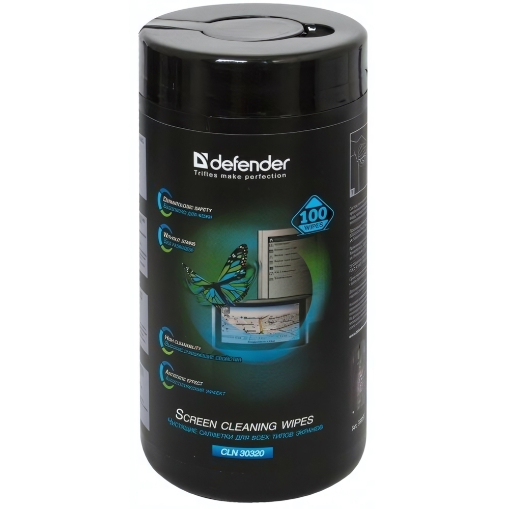 Салфетки Defender CLN 30320 влажные для ЖК экранов,туба 100 шт.