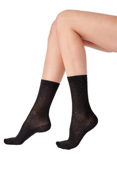 Набор из 2 пар бамбуковых носков - однородных и в рубчик (Размер: 36-42) (Цвет: черный)