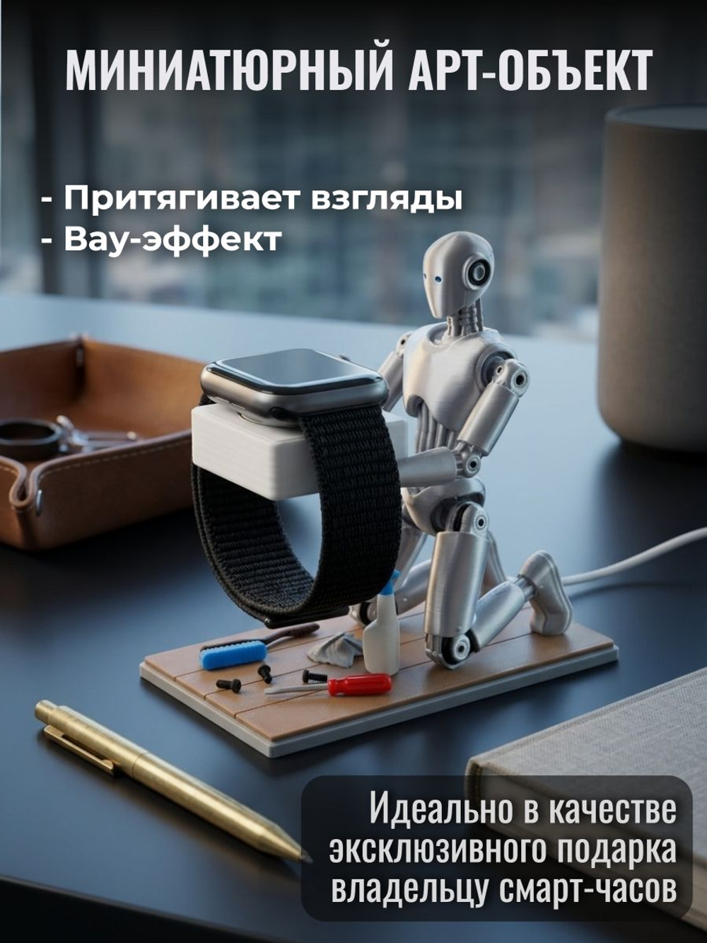 Подставка для часов Apple Watch дизайнерская "Робот-М"