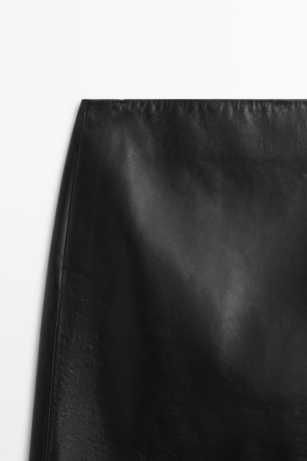 Massimo Dutti Мини-юбка из овечьей кожи наппа, черный