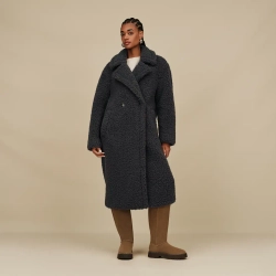 UGG Длинное плюшевое пальто Gertrude, темный антрацит