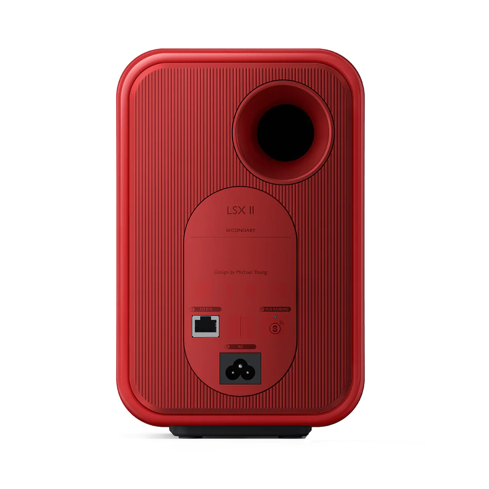 KEF LSX II Lava Red активная беспроводная полочная акустика (Пара) + S1 Floor Stand напольные стойки (Пара)