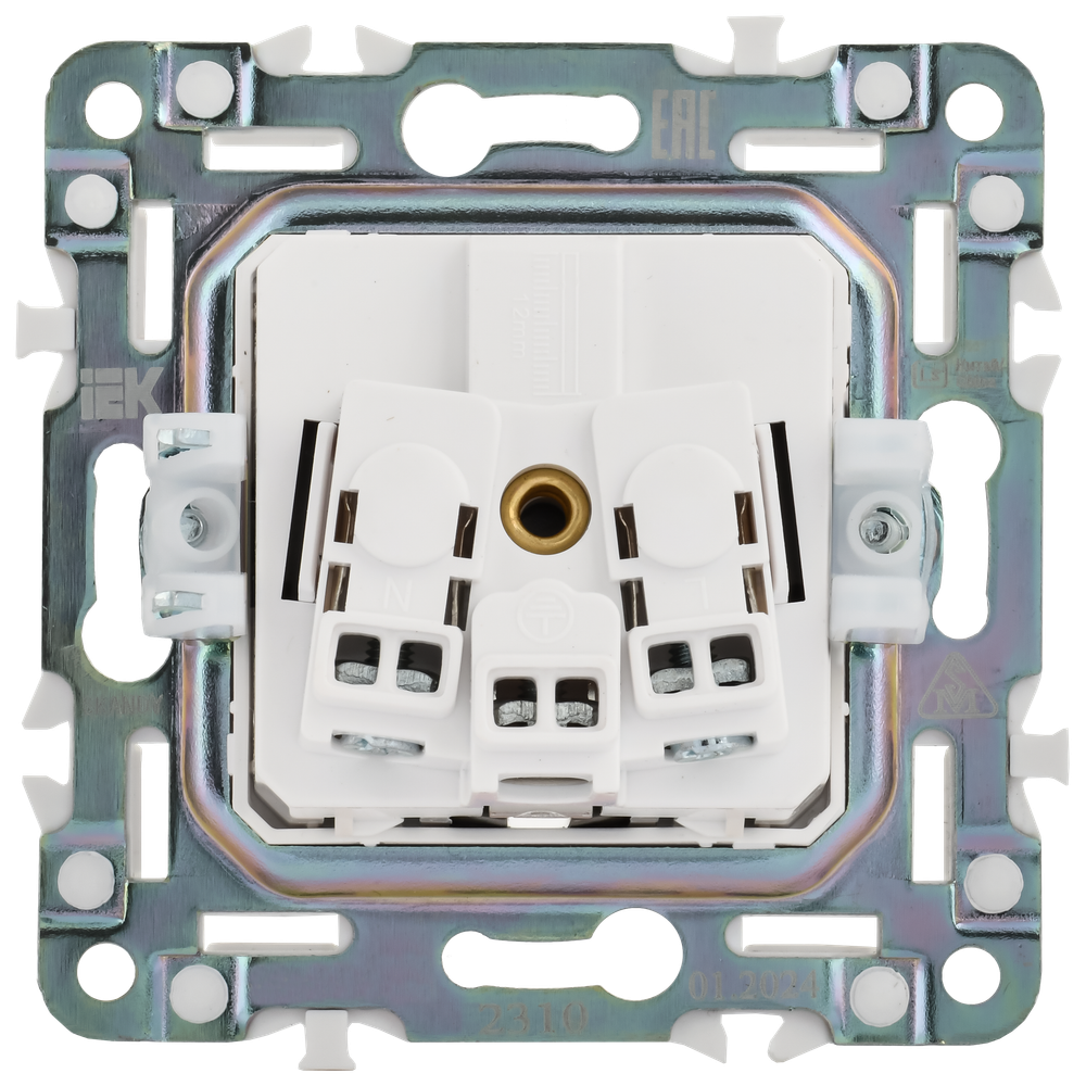 SKANDY Розетка 1-местная с заземлением с защитными шторками и крышкой 16А IP44 SK-R11N металл никель IEK