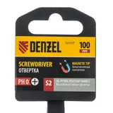 Отвертка, PH0х100 мм, S2, 3к рукоятка Denzel — фото 5
