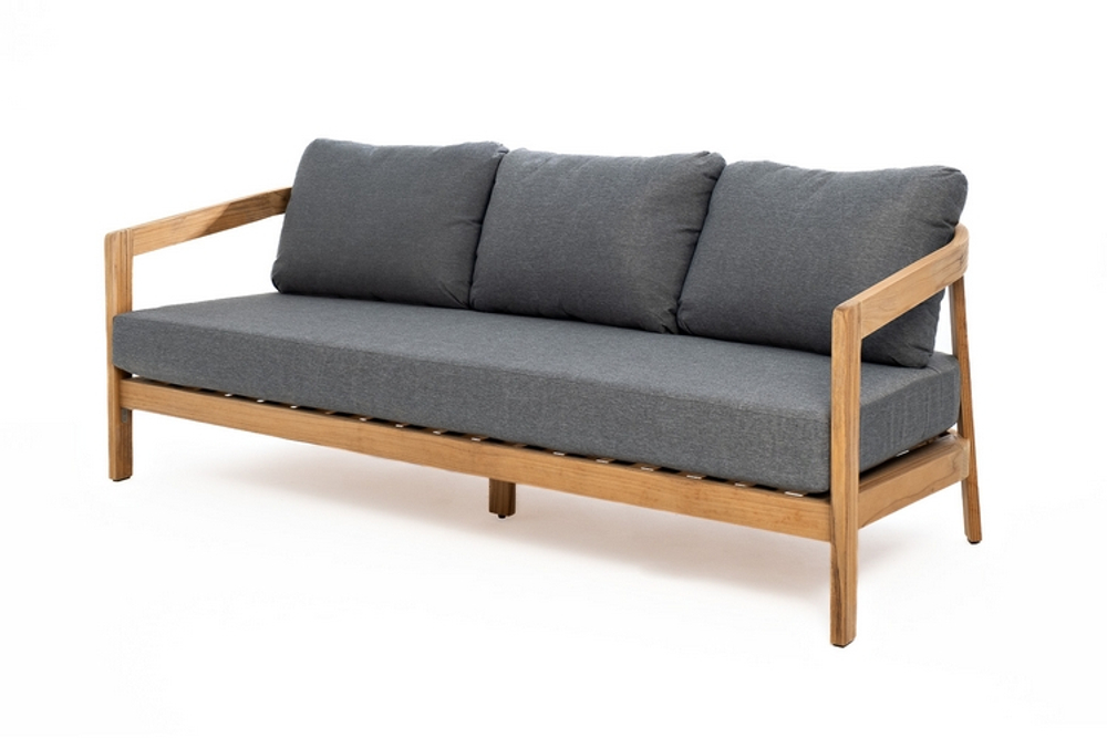 Диван из тика Joygarden ВЕНТО 3-х местный, Natural Teak, серый