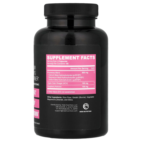 Nobi Nutrition, премиальный жиросжигатель для женщин с кетонами малины, 120 капсул