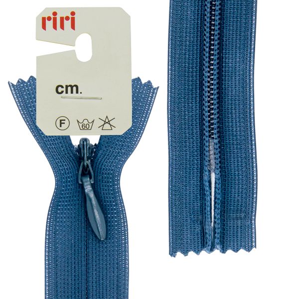 Молния потайная (скрытая) RIRI Т3 (3 мм) 1 зам., н/раз., 60 см, цв.2637, голубой светлый, 10 шт