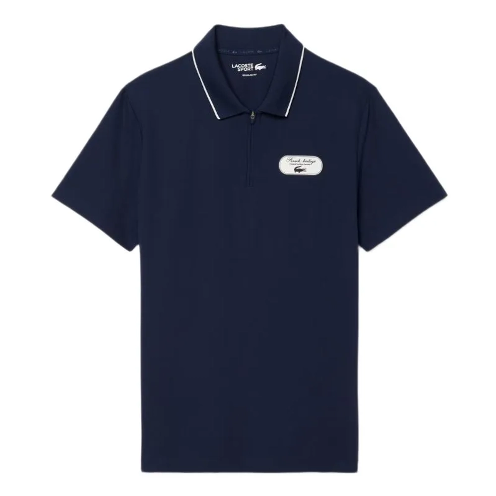 Мужское теннисное поло Lacoste Ultra Dry Badge Accent Tennis Heritage - navy blue/white