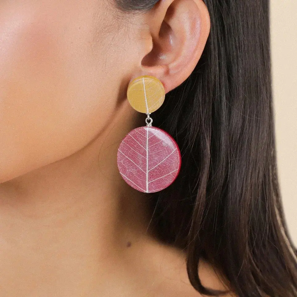 Серьги Nature Bijoux, Ficus Carica, с акрилом и смолой, NB25.2-12-90266 (бордовый)