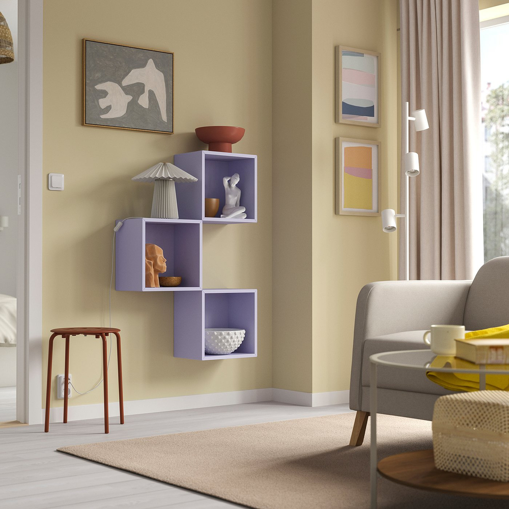 IKEA EKET  (ИКЕА ЕКЕТ)  -  Комбинация настенных шкафов - бледно-фиолетовый 70x25x105 см