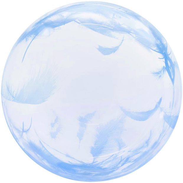 К Bubble 18'' / 46 см   Голубые перья  Прозрачный  Кристалл (БГ-27)
