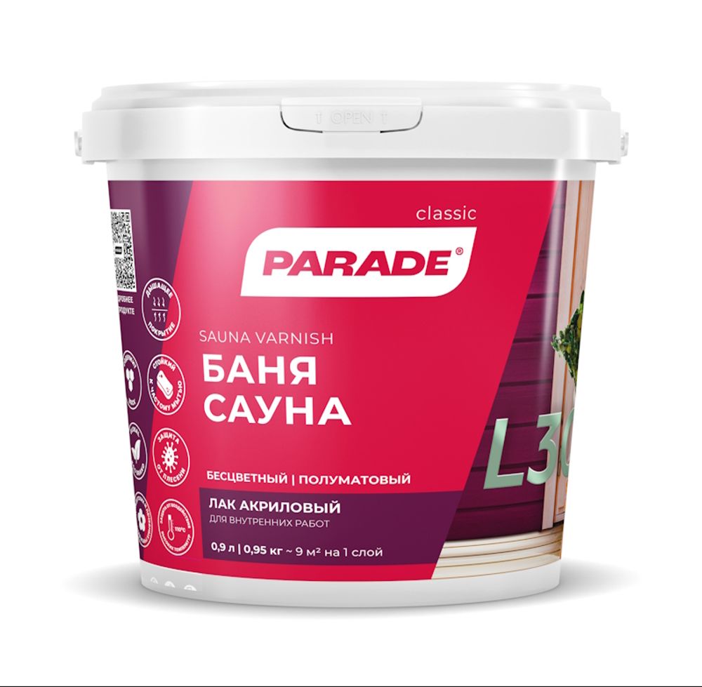 Лак д/саун PARADE L30 полумат. 0,9л Лак д/саун PARADE L30 полумат. 0,9л