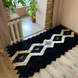 Коврик прикроватный накидка на кресло из кусочков овчины, 200 х 100 см.