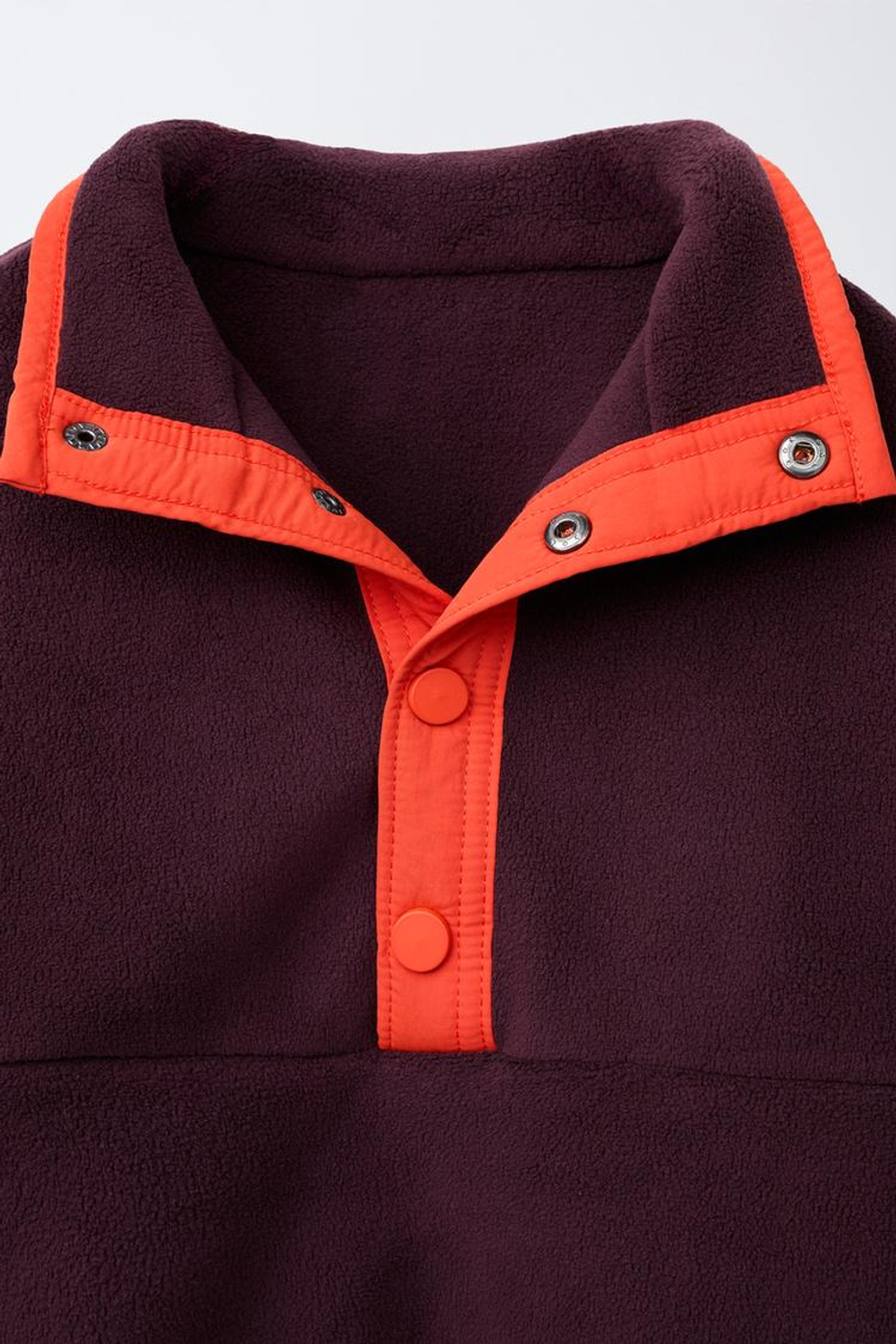 ZARA ФЛИСОВАЯ ТОЛСТОВКА COLORBLOCK, ТЕМНО-БОРДОВЫЙ