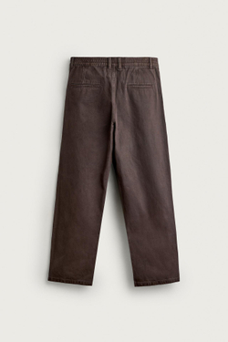 ZARA БРЮКИ RELAXED FIT С ЭФФЕКТОМ ПОТЕРТОСТИ И СКЛАДКАМИ, КОРИЧНЕВЫЙ