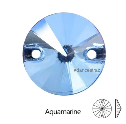 Стразы пришивные, Rivoli, Aquamarine, 202, 12mm, (28 ea/pkg), 5A+, (F2)