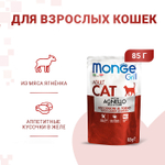 Влажный корм Monge Cat Grill для взрослых кошек, из новозеландского ягненка, паучи 85 г - 28 шт