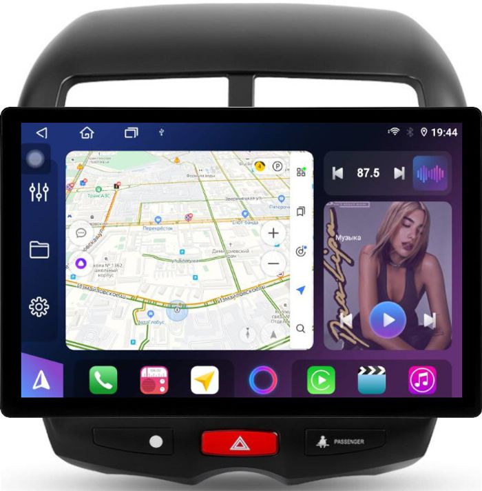 Магнитола для Mitsubishi ASX 2010-2016, Peugeot 4008, Citroen C4 Aircross - FarCar GX877 монитор 13" 2K QLED на Android 13, Быстрая, CarPlay, 4G SIM-слот
